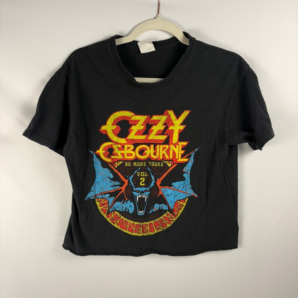 Ozzy Osbourne No More Tours 2018 Black Band Tee Concert T-Shirt CROPPED